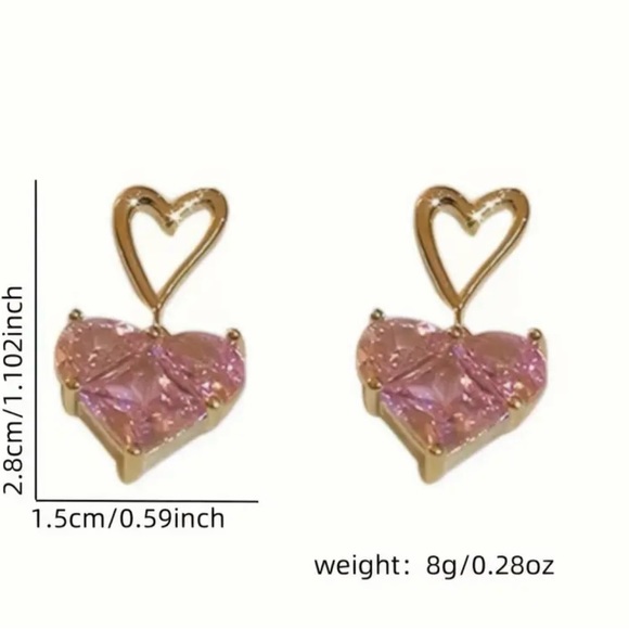 Valentine pink heart earrings - Picture 3 of 3